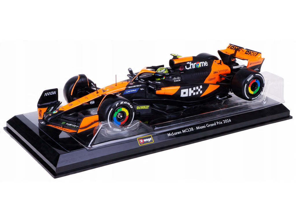 McLaren MCL38 #4 Lando Norris "OKX" Winner Formula One F1 "Miami GP" (2024) with Display Case 1/24 Diecast Model Car by Bburago - image 4