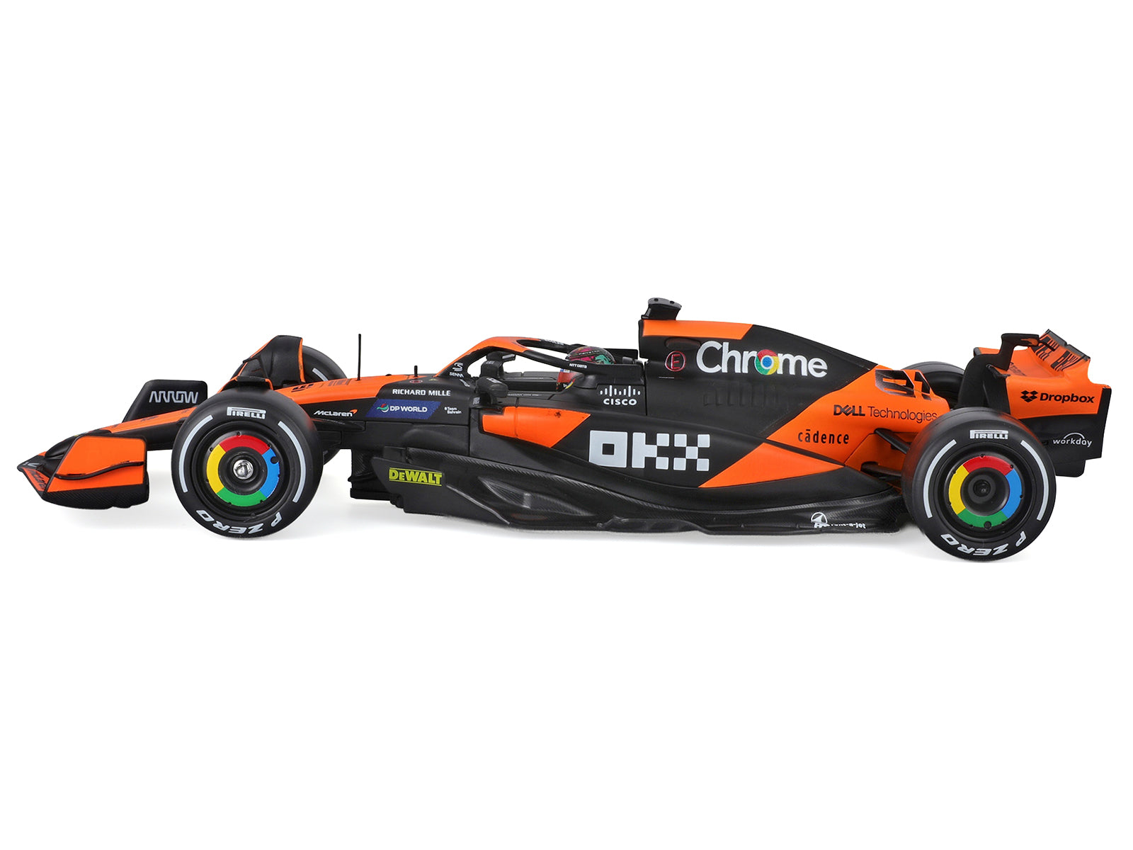 McLaren MCL38 #81 Oscar Piastri "OKX" Formula One F1 "Miami GP" (2024) with Display Case 1/24 Diecast Model Car by Bburago - image 2
