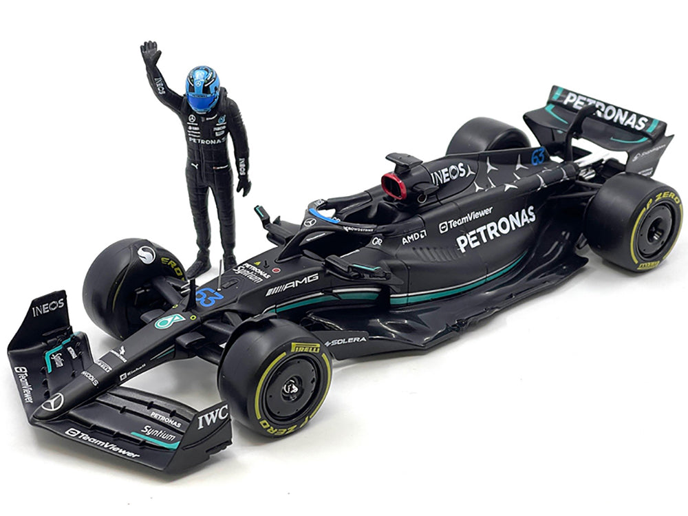 Mercedes-AMG W14 E Performance #63 George Russell "Petronas" Formula One F1 World Championship (2023) with Driver Figure 1/24 Diecast Model Car by Bburago - image 2