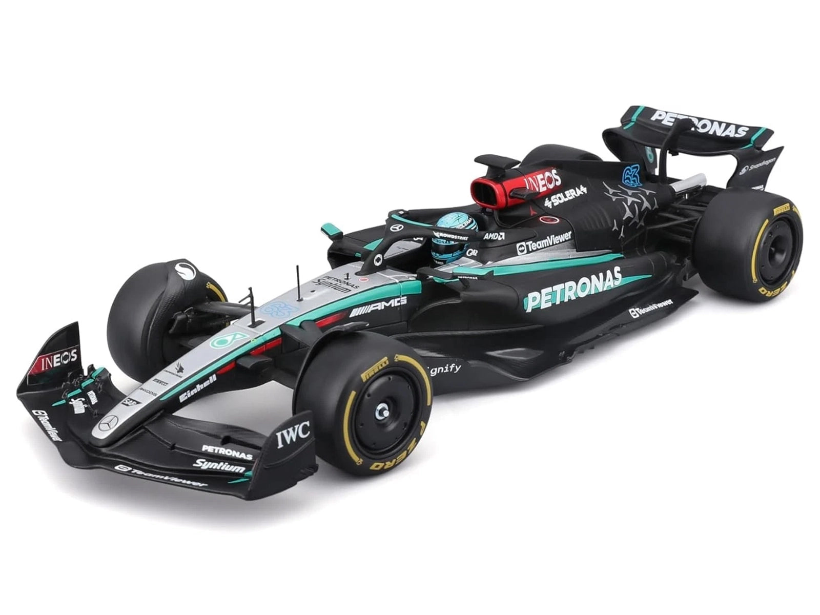 Mercedes-AMG F1 W15 E Performance #63 George Russell "Petronas" Formula One F1 "World Championship" (2024) 1/24 Diecast Model Car by Bburago - image 2