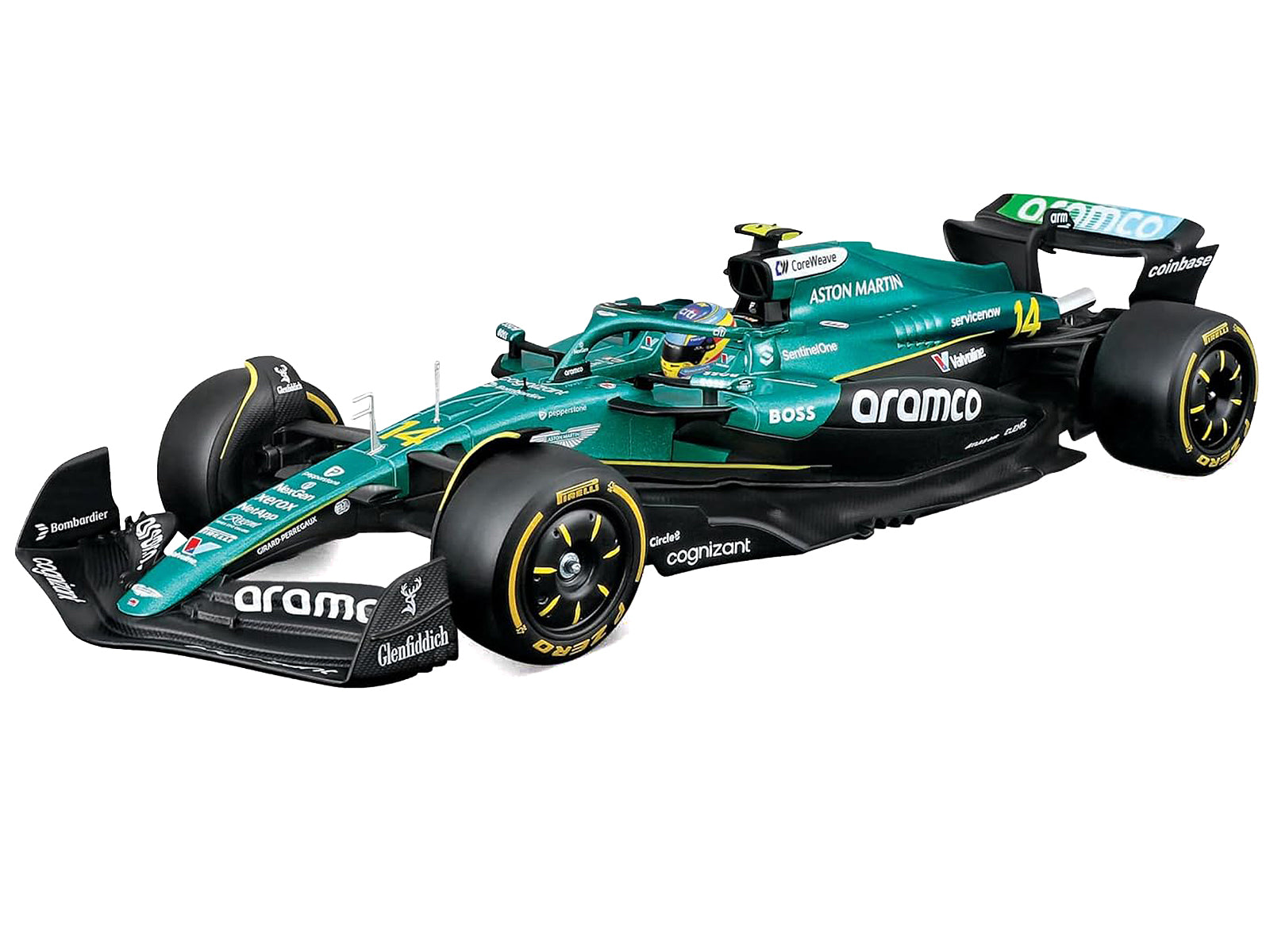 Aston Martin AMR25 #14 Fernando Alonso "Aramco" Formula One F1 "World Championship" (2025) 1/24 Diecast Model Car by Bburago - image 4