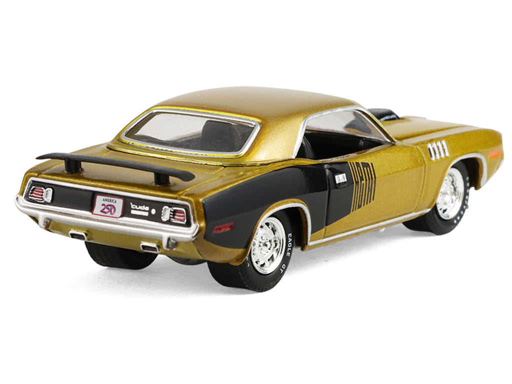 1971 Plymouth Hemi ‘Cuda Gold Metallic with Black Accents "America 250 Edition" "Anniversary Collection" Series 18 1/64 Diecast Model Car by Greenlight - image 3