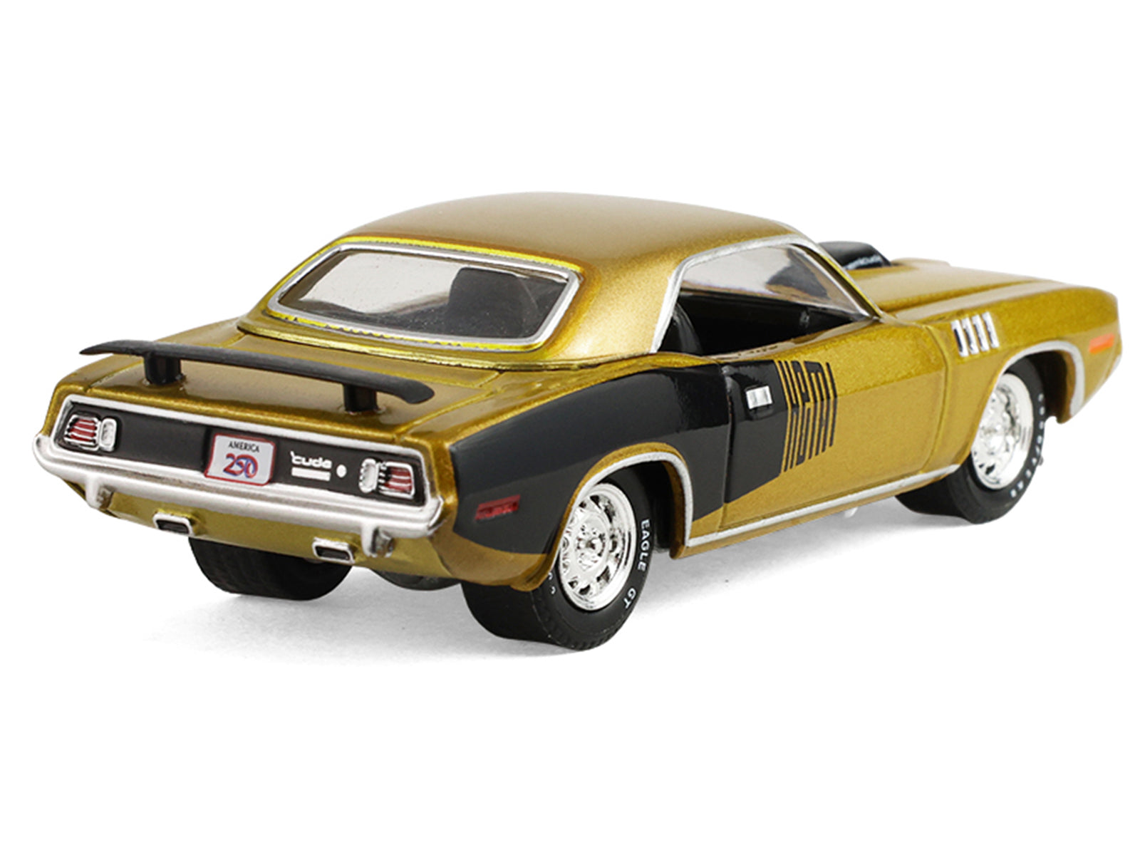1971 Plymouth Hemi ‘Cuda Gold Metallic with Black Accents "America 250 Edition" "Anniversary Collection" Series 18 1/64 Diecast Model Car by Greenlight - image 3