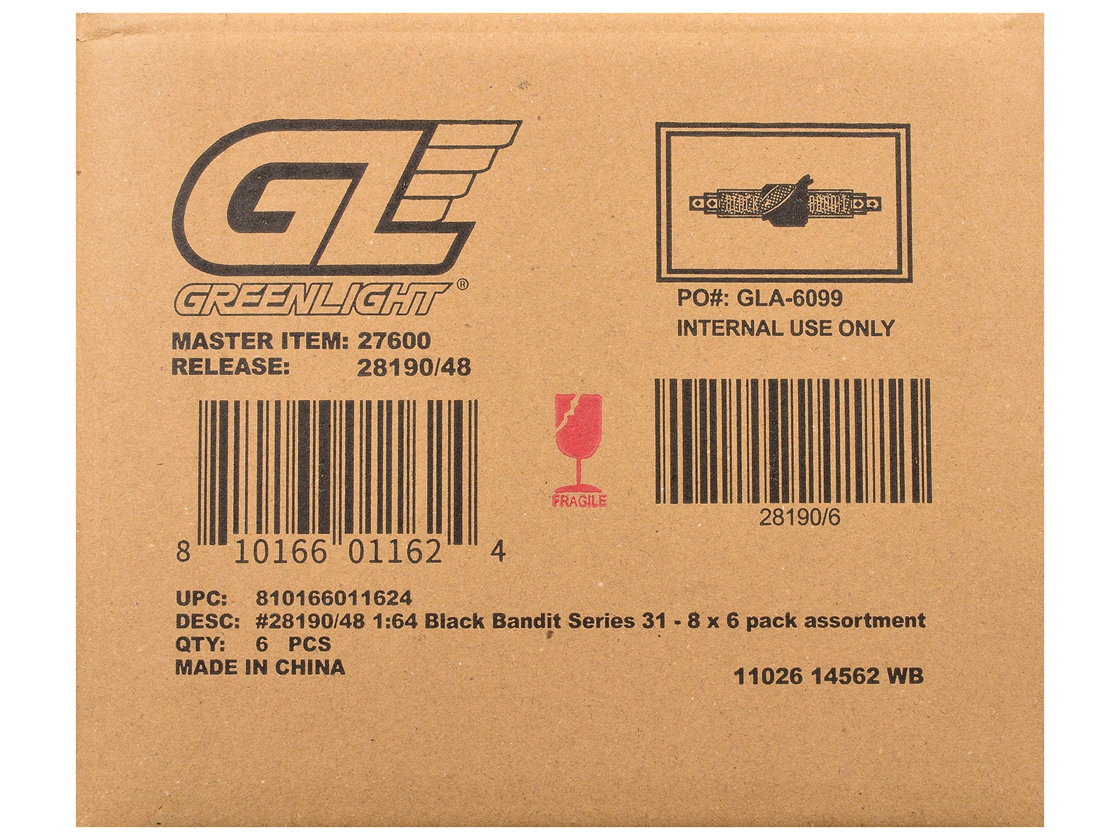 "Black Bandit" Series 31 6 piece Set 1/64 Diecast Model Cars by Greenlight