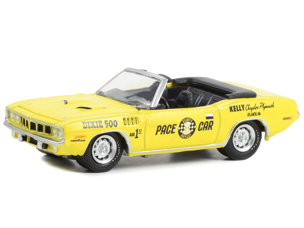 1971 Plymouth Barracuda Convertible "Dixie 500 Pace Car" Yellow "Hobby Exclusive" Series 1/64 Diecast Model Car by Greenlight - image 2