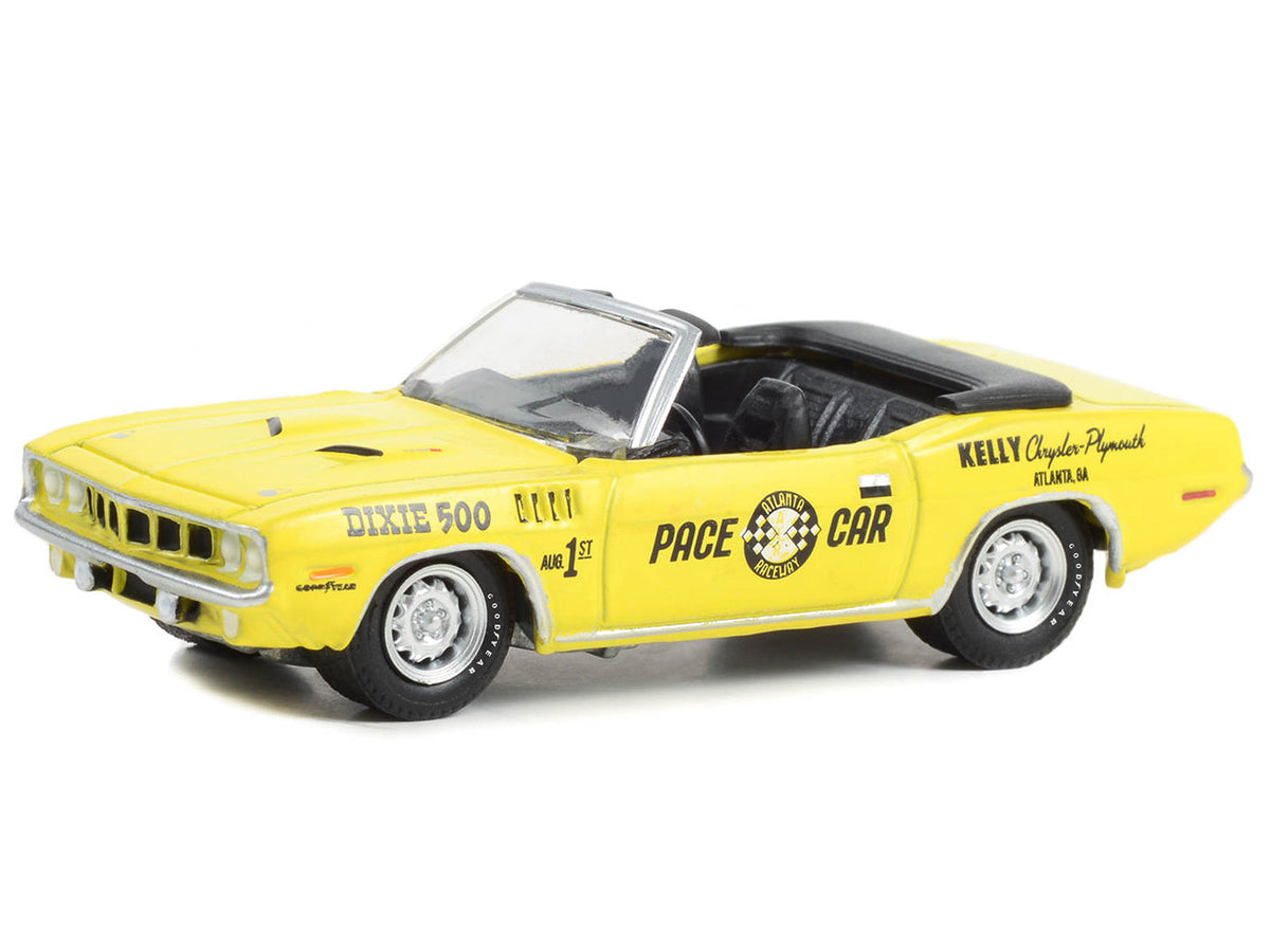1971 Plymouth Barracuda Convertible "Dixie 500 Pace Car" Yellow "Hobby Exclusive" Series 1/64 Diecast Model Car by Greenlight - image 2