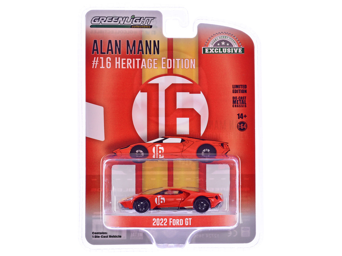 2022 Ford GT Heritage Edition #16 Alan Mann "1966 Ford AM GT-1 Prototype Tribute" Red with Stripes "Hobby Exclusive" Series 1/64 Diecast Model Car by Greenlight - image 3
