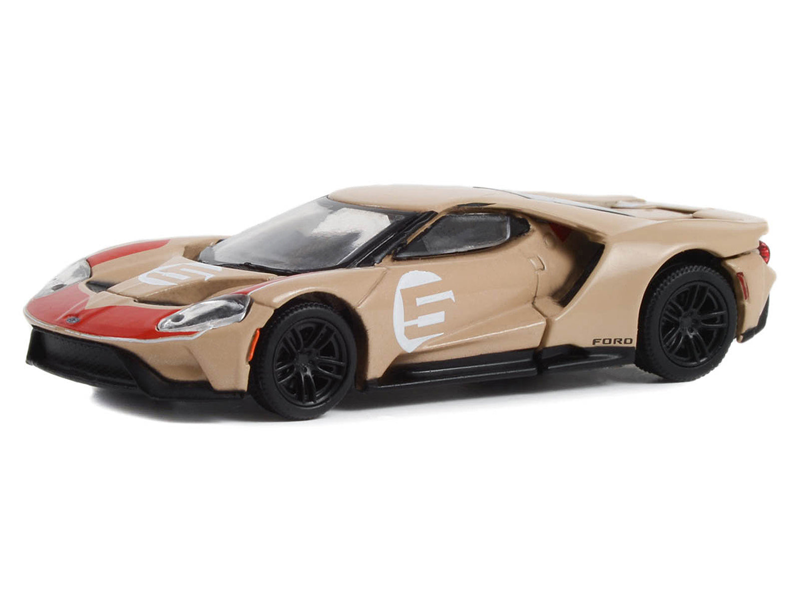 2022 Ford GT Heritage Edition #5 Holman-Moody "1966 24 Hours of Le Mans Ford 1-2-3 Sweep Tribute" Gold Metallic with Red Accents "Hobby Exclusive" Series 1/64 Diecast Model Car by Greenlight - image 2