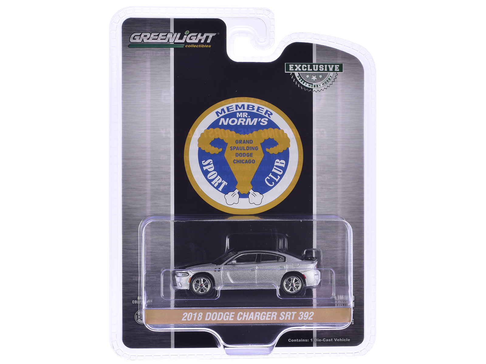 2018 Dodge Charger SRT 392 Silver Metallic with Black Stripe "Mr. Norm Heritage GSS Charger" "Hobby Exclusive" Series 1/64 Diecast Model Car by Greenlight - image 3