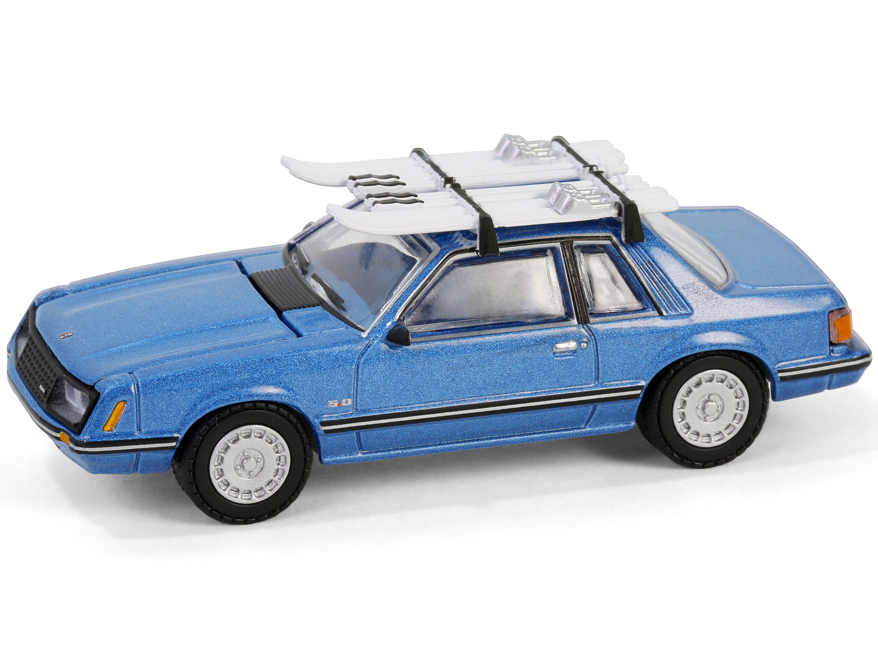 1981 Ford Mustang Ghia Coupe Blue Glow Metallic with Ski Roof Rack "Hobby Exclusive" Series 1/64 Diecast Model Car by Greenlight - image 2