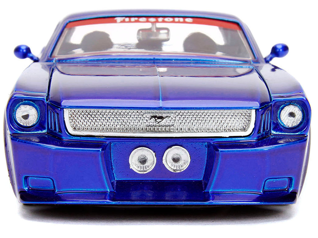 1965 Ford Mustang #5 "L. John's Racing" Candy Blue with Flame Graphics "Bigtime Muscle" Series 1/24 Diecast Model Car by Jada - image 5