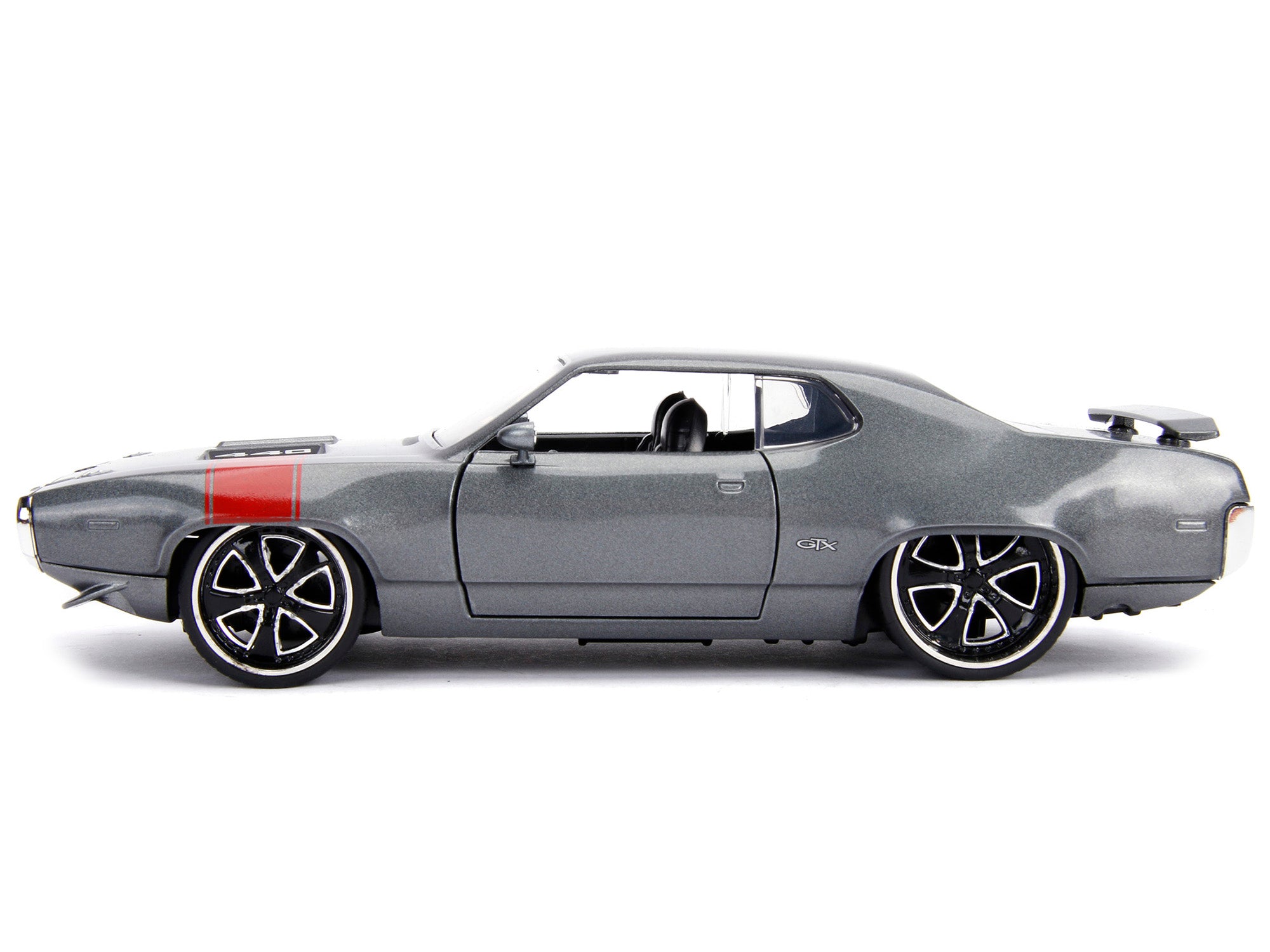 1972 Plymouth GTX 440 Metallic Gray with Red Stripe "Bigtime Muscle" 1/24 Diecast Model Car by Jada - image 3