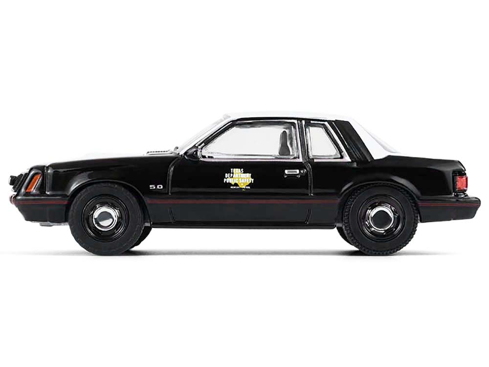 1982 Ford Mustang SSP "Texas Department of Public Safety Highway Patrol" Black with White Hood and Top "Hobby Exclusive" Series 1/64 Diecast Model Car by Greenlight - image 2