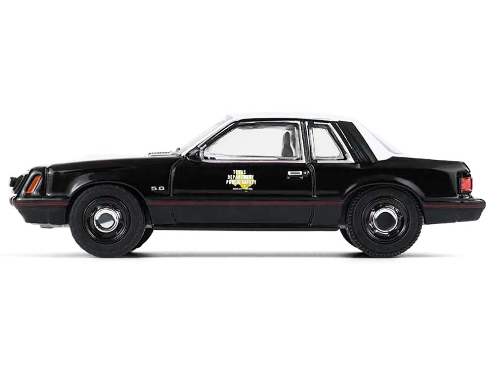1982 Ford Mustang SSP "Texas Department of Public Safety Highway Patrol" Black with White Hood and Top "Hobby Exclusive" Series 1/64 Diecast Model Car by Greenlight - image 2