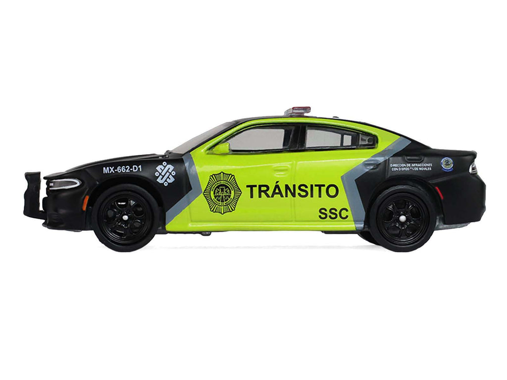 2022 Dodge Charger "SSC Mexico City Traffic Control Police" Black and Neon Green "Hobby Exclusive" Series 1/64 Diecast Model Car by Greenlight - image 2