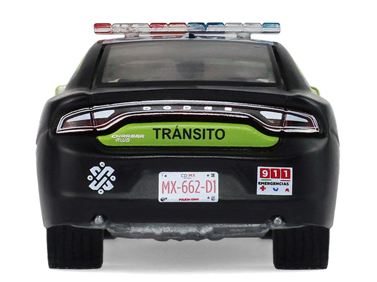 2022 Dodge Charger "SSC Mexico City Traffic Control Police" Black and Neon Green "Hobby Exclusive" Series 1/64 Diecast Model Car by Greenlight - image 5
