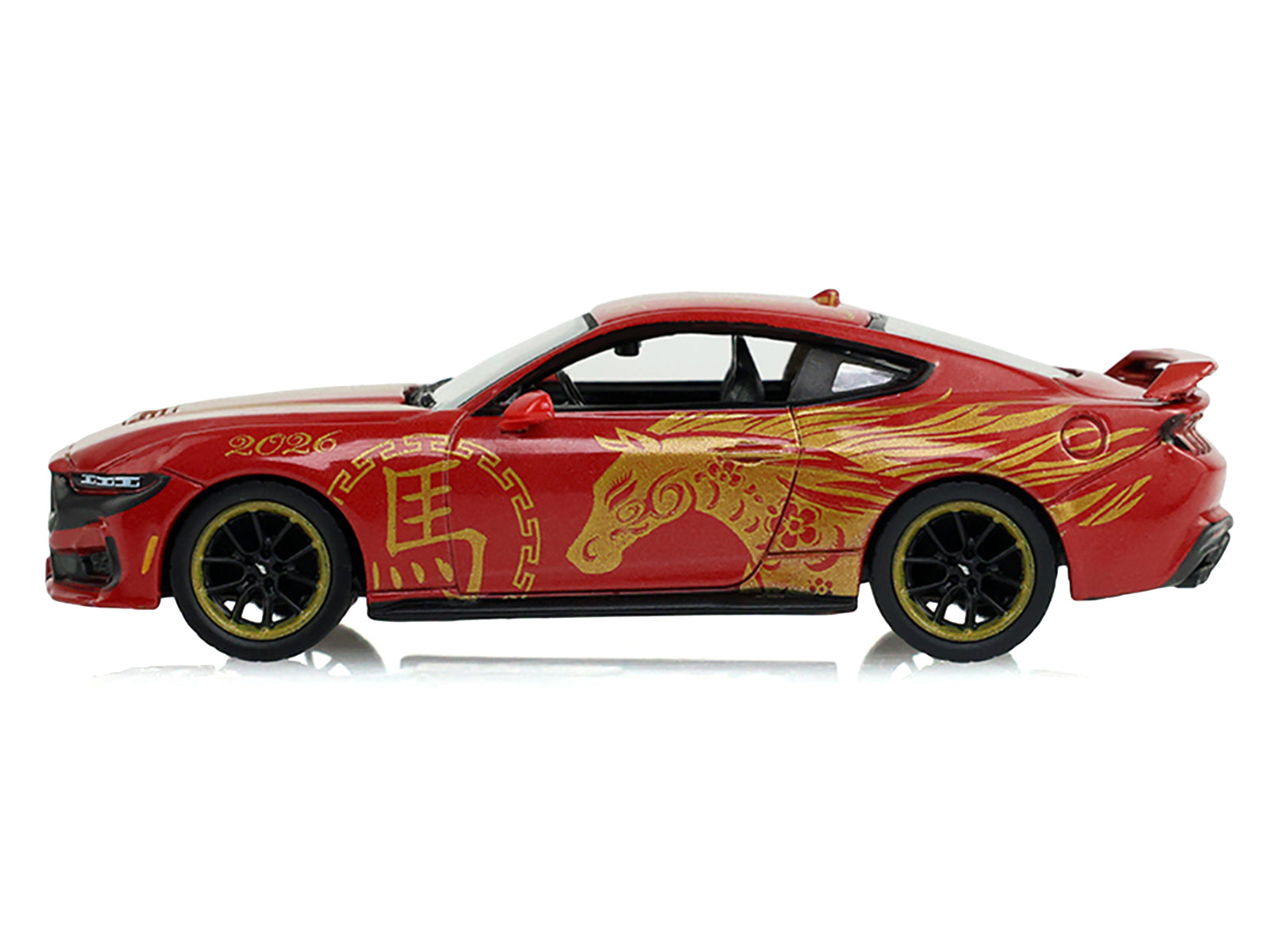 2024 Ford Mustang Dark Horse "Chinese Zodiac 2026 Year of the Horse" Red with Gold Graphics "Hobby Exclusive" Series 1/64 Diecast Model Car by Greenlight - image 2
