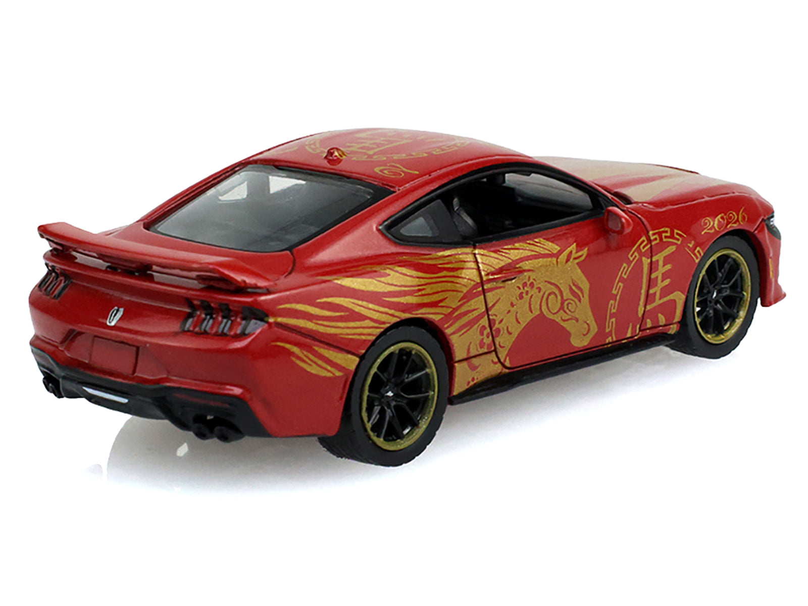 2024 Ford Mustang Dark Horse "Chinese Zodiac 2026 Year of the Horse" Red with Gold Graphics "Hobby Exclusive" Series 1/64 Diecast Model Car by Greenlight - image 3