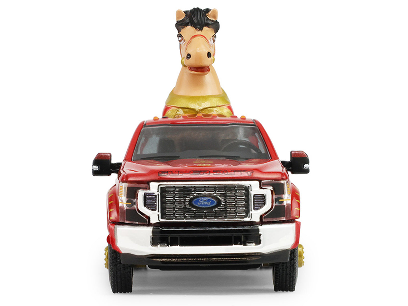 2022 Ford F-450 Dually Pickup Truck "Chinese Zodiac 2026 Year of the Horse" Red with Gold Graphics and Horse Figure "Hobby Exclusive" Series 1/64 Diecast Model Car by Greenlight - image 4