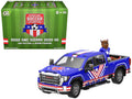 2022 GMC Sierra 3500 HD Pickup Truck Blue with American Soccer Graphics with Bison Figure "International Soccer Celebration '26" Series 1/64 Diecast Model Car by Greenlight