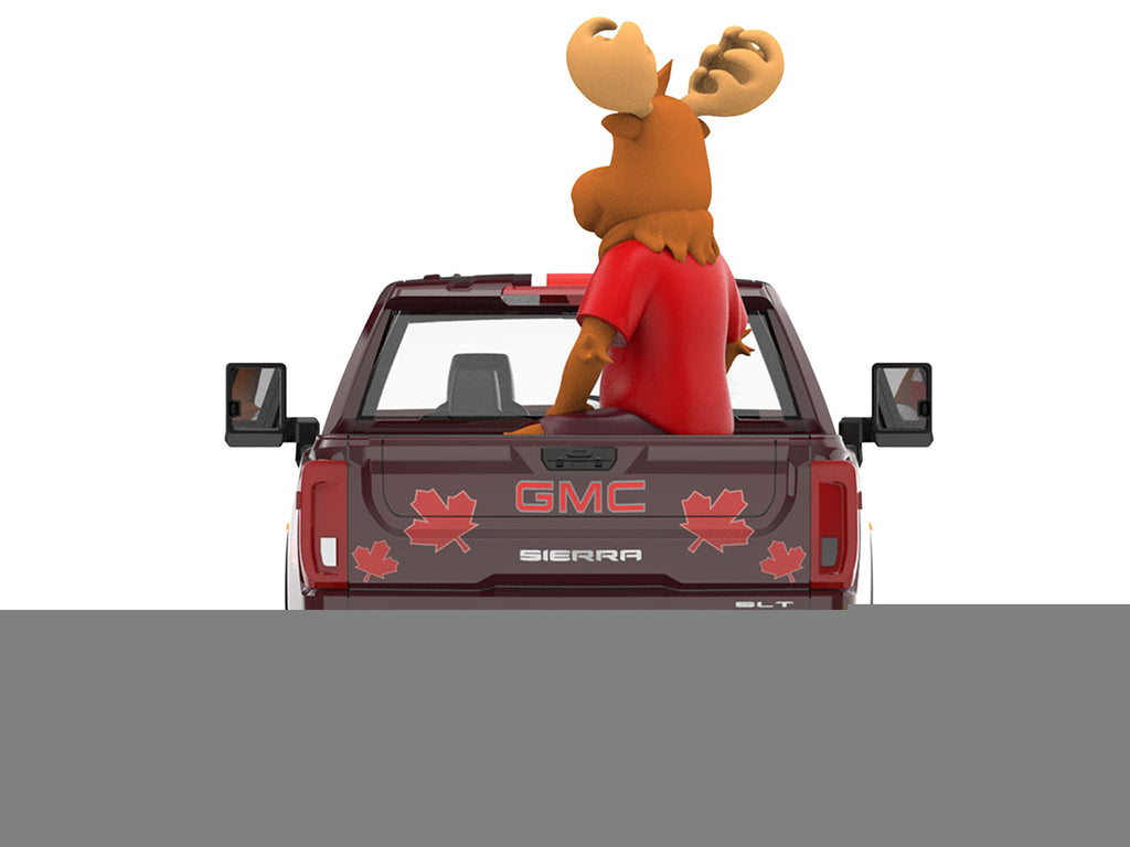 2022 GMC Sierra 3500 HD Pickup Truck Dark Red with Canadian Soccer Graphics with Moose Figure "International Soccer Celebration '26" Series 1/64 Diecast Model Car by Greenlight - image 5