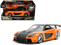 Han's Mazda RX-7 RHD (Right Hand Drive) Orange Metallic and Black "25 Years of Fast & Furious" "The Fast and the Furious: Tokyo Drift" (2006) Movie "Fast & Furious" Series 1/32 Diecast Model Car by Jada