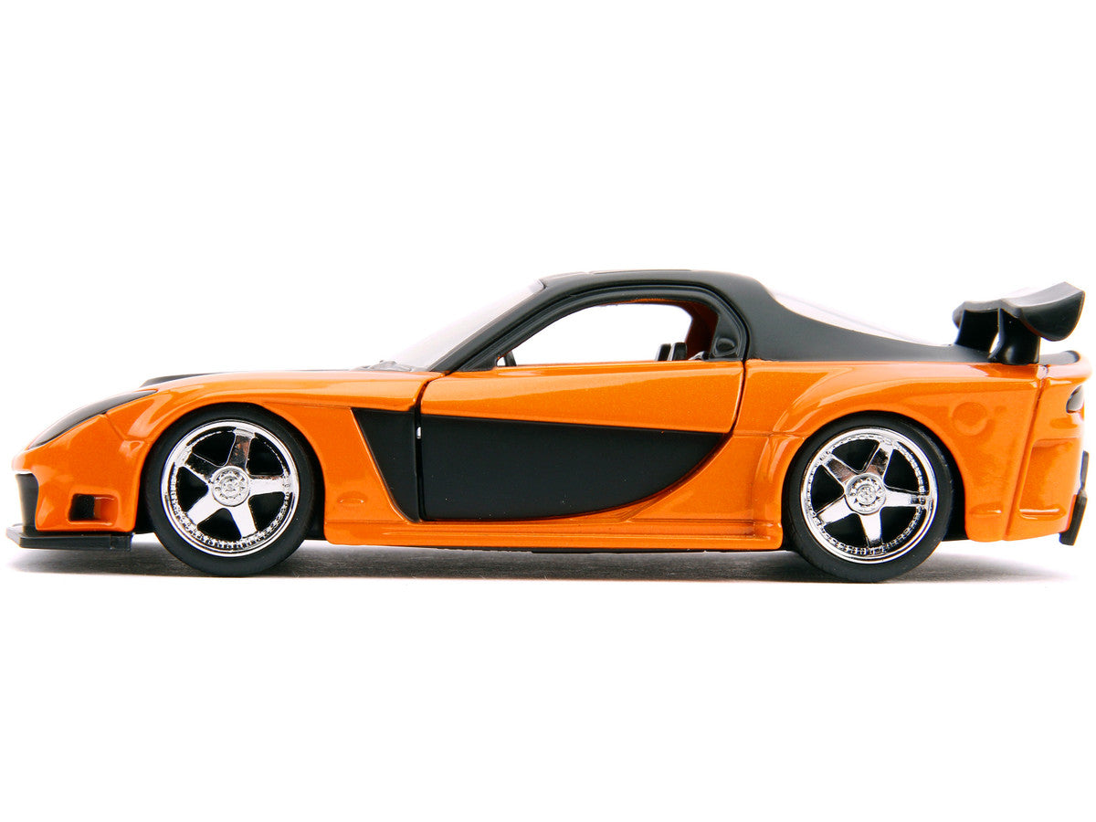 Han's Mazda RX-7 RHD (Right Hand Drive) Orange Metallic and Black "25 Years of Fast & Furious" "The Fast and the Furious: Tokyo Drift" (2006) Movie "Fast & Furious" Series 1/32 Diecast Model Car by Jada - image 3