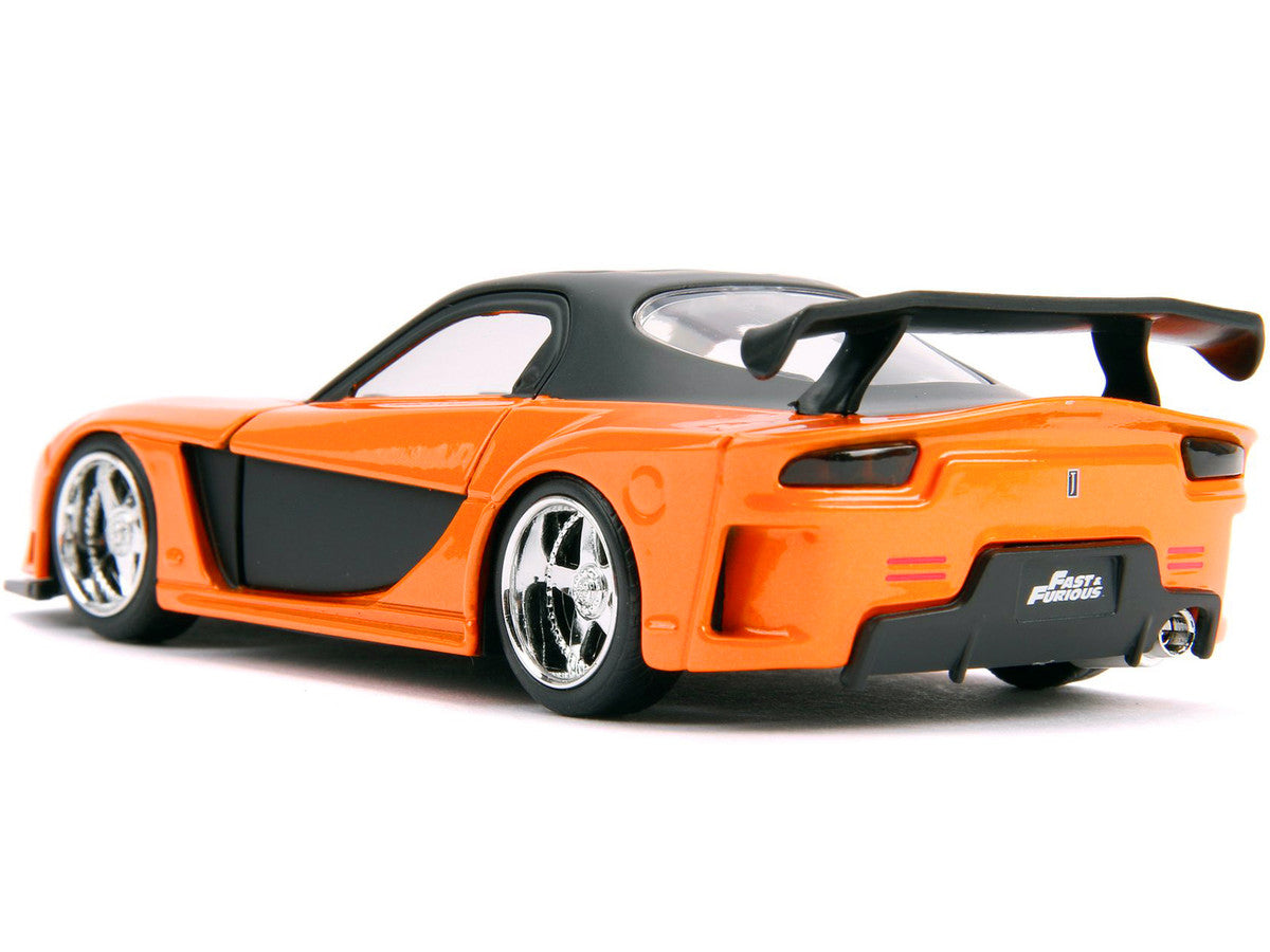 Han's Mazda RX-7 RHD (Right Hand Drive) Orange Metallic and Black "25 Years of Fast & Furious" "The Fast and the Furious: Tokyo Drift" (2006) Movie "Fast & Furious" Series 1/32 Diecast Model Car by Jada - image 4