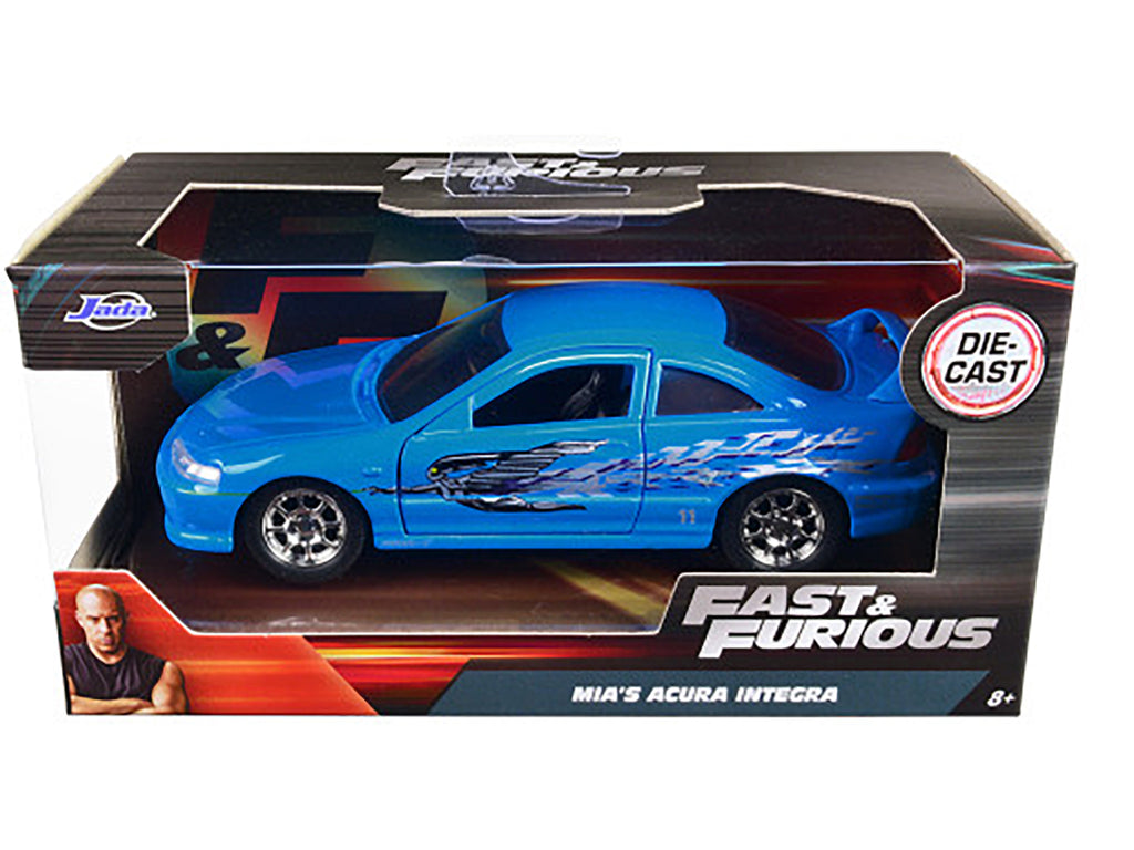 Mia's Acura Integra Light Blue with Graphics "Fast & Furious" Movie 1/32 Diecast Model Car by Jada - image 3