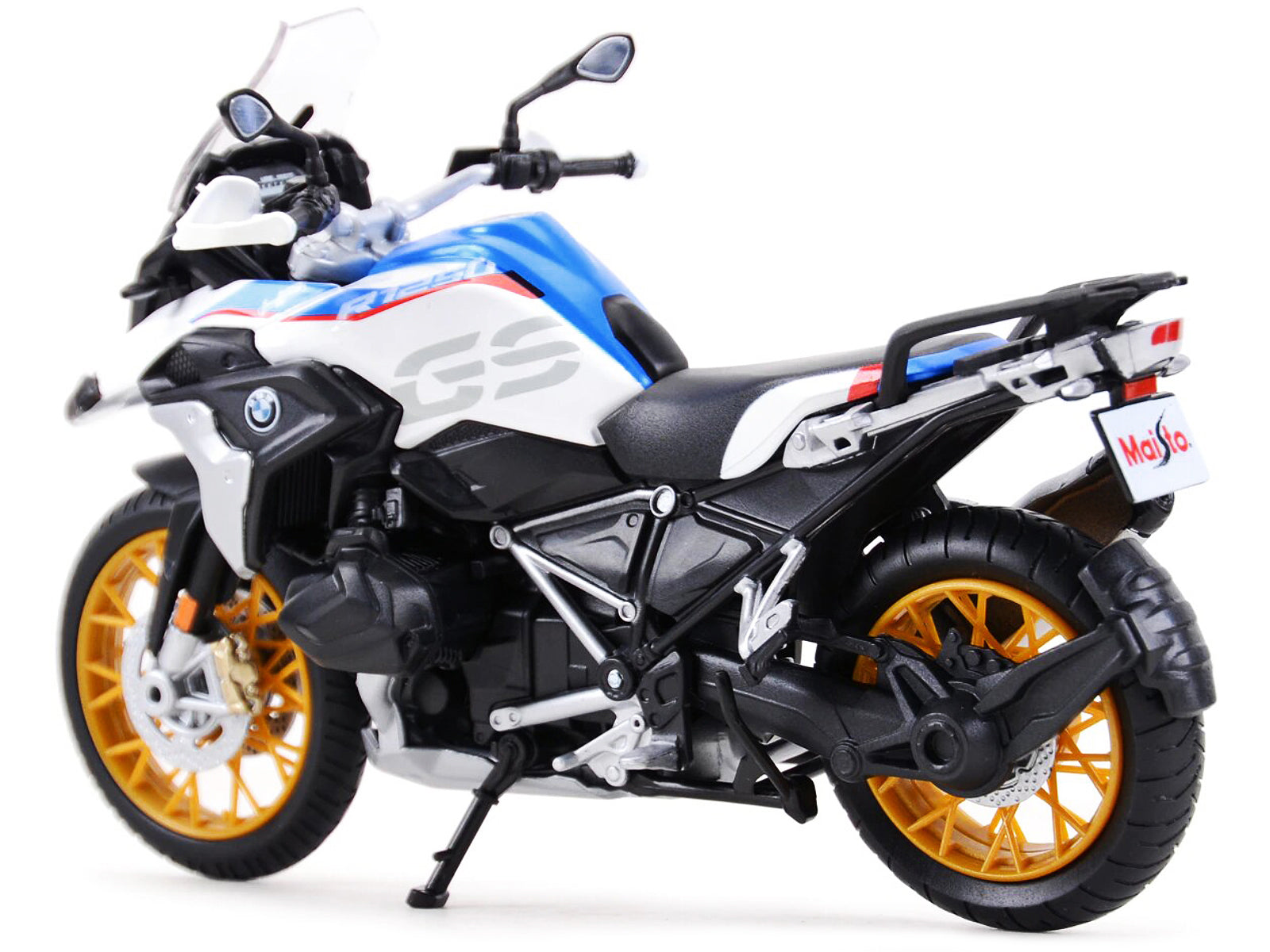 BMW R1250 GS White with Blue and Red Stripes 1/12 Diecast Motorcycle Model by Maisto - image 2