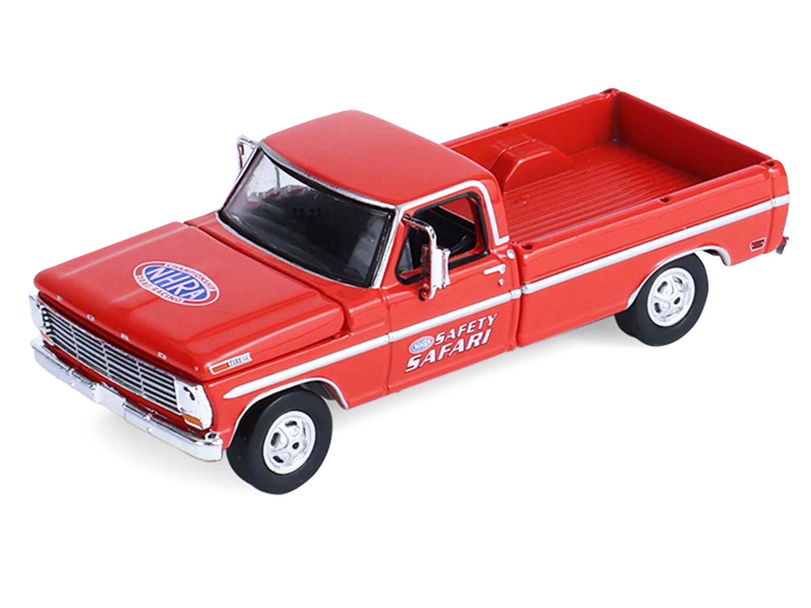 1969 Ford F-250 Pickup Truck Red and 1969 Chevrolet Camaro Z28 "Dan Fletcher" Orange with White Hood "NHRA Safety Team" with Enclosed Car Trailer "Racing Hitch & Tow" Series 6 1/64 Diecast Model Cars by Greenlight - image 4