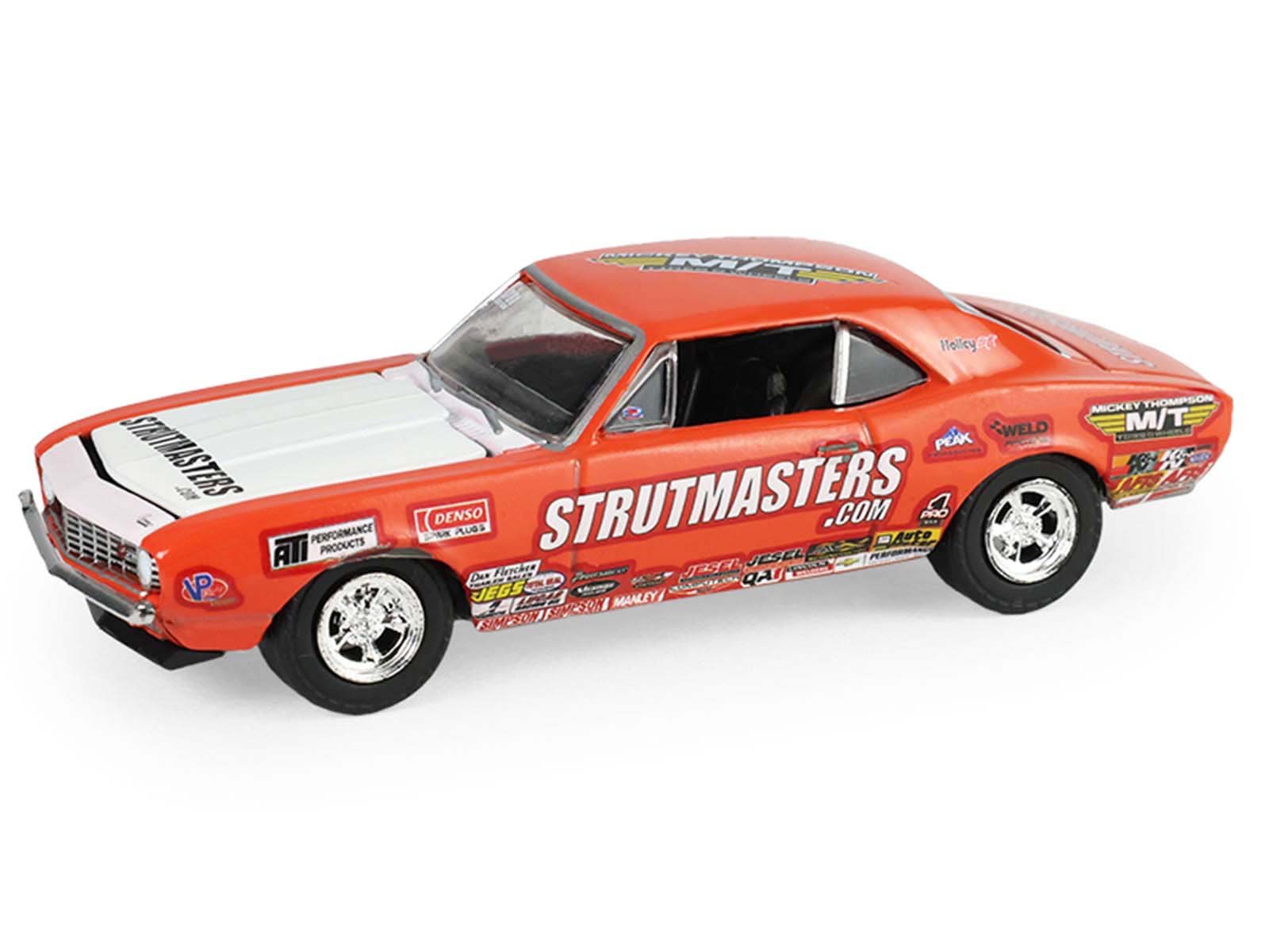 1969 Ford F-250 Pickup Truck Red and 1969 Chevrolet Camaro Z28 "Dan Fletcher" Orange with White Hood "NHRA Safety Team" with Enclosed Car Trailer "Racing Hitch & Tow" Series 6 1/64 Diecast Model Cars by Greenlight - image 5