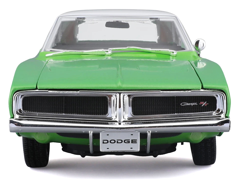 1969 Dodge Charger R/T Green Metallic with White Top and Tail Stripe "Special Edition" Series 1/18 Diecast Model Car by Maisto - image 4