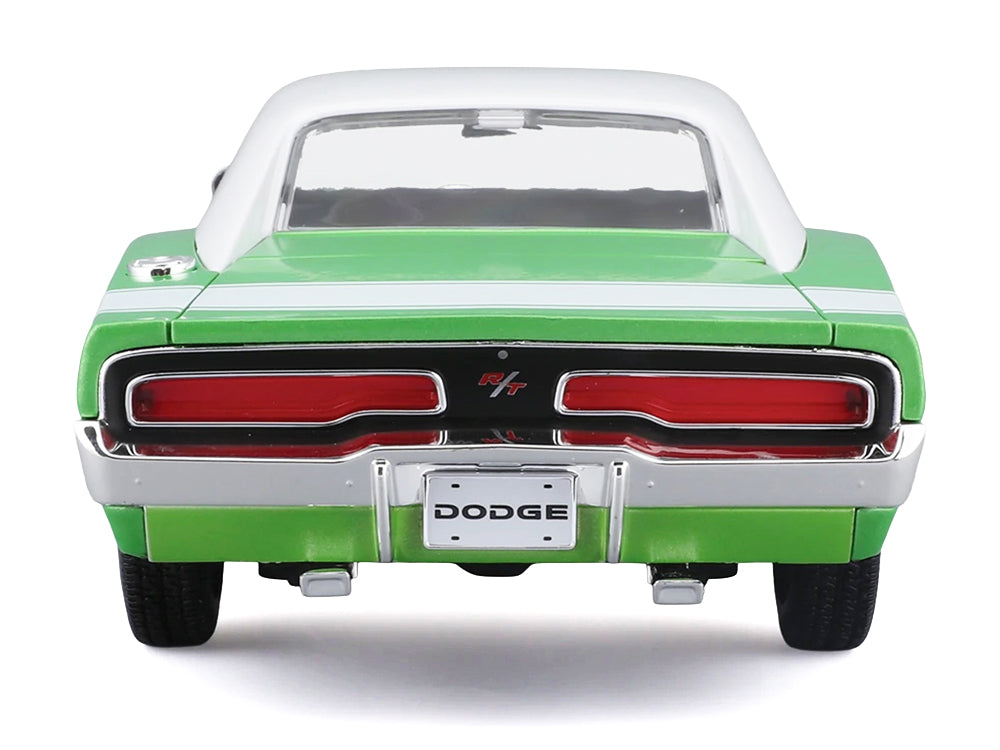 1969 Dodge Charger R/T Green Metallic with White Top and Tail Stripe "Special Edition" Series 1/18 Diecast Model Car by Maisto - image 5