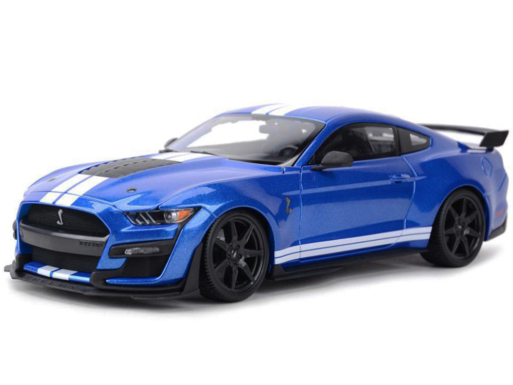 2020 Ford Mustang Shelby GT500 Blue Metallic with White Stripes "Special Edition" 1/18 Diecast Model Car by Maisto - image 2
