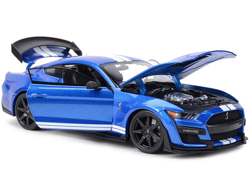 2020 Ford Mustang Shelby GT500 Blue Metallic with White Stripes "Special Edition" 1/18 Diecast Model Car by Maisto - image 3