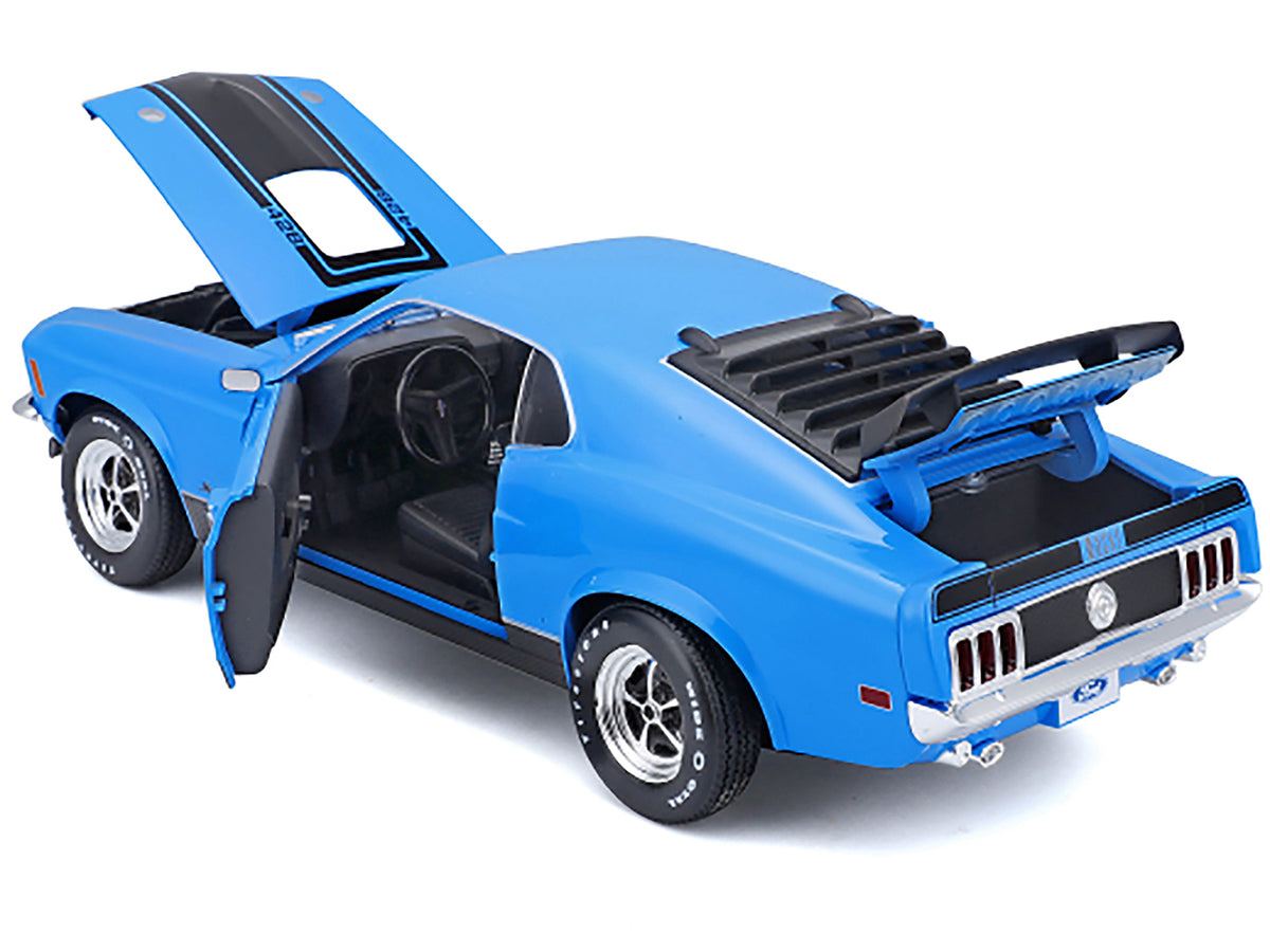 1970 Ford Mustang Mach 1 428 Blue with Black Stripes "Special Edition" 1/18 Diecast Model Car by Maisto - image 2