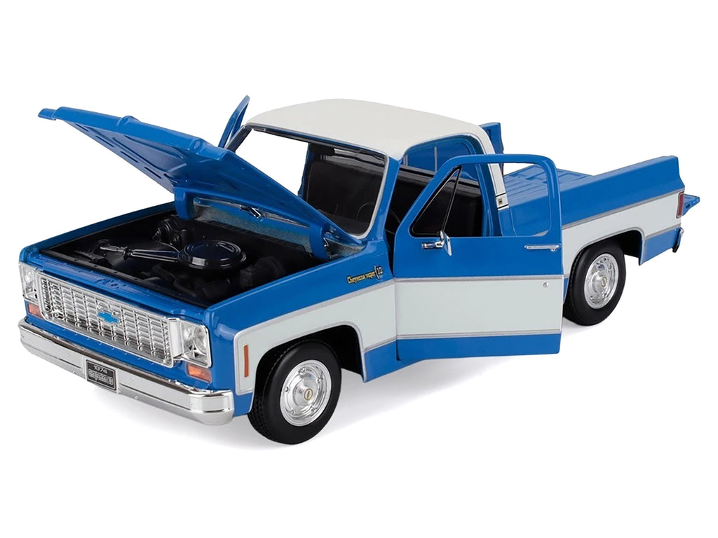 1974 Chevrolet C10 Cheyenne Super Pickup Truck Blue and White "Special Edition" Series 1/18 Diecast Model Car by Maisto - image 2