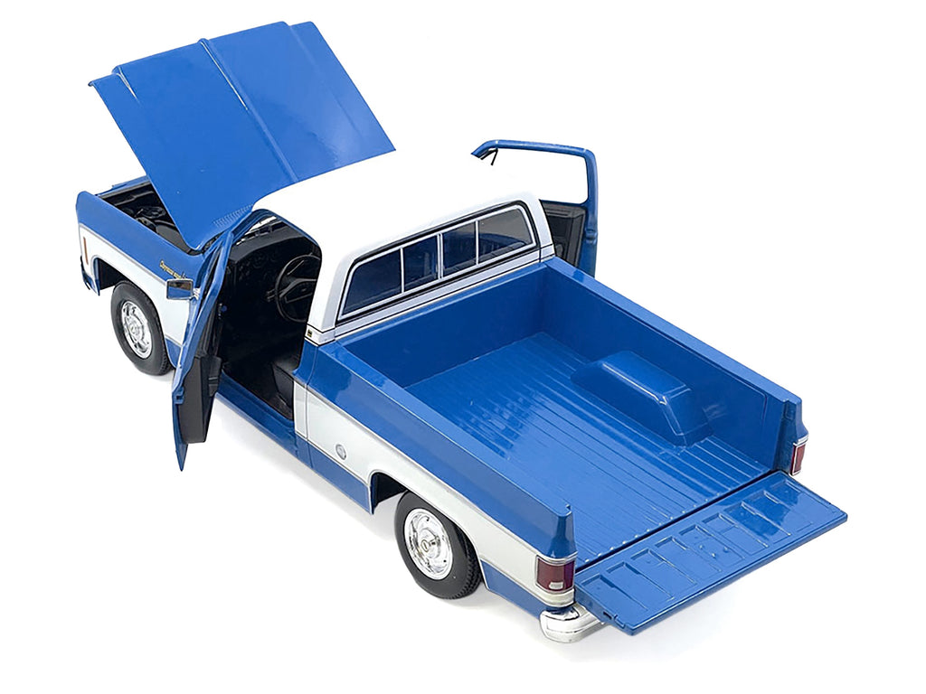 1974 Chevrolet C10 Cheyenne Super Pickup Truck Blue and White "Special Edition" Series 1/18 Diecast Model Car by Maisto - image 4