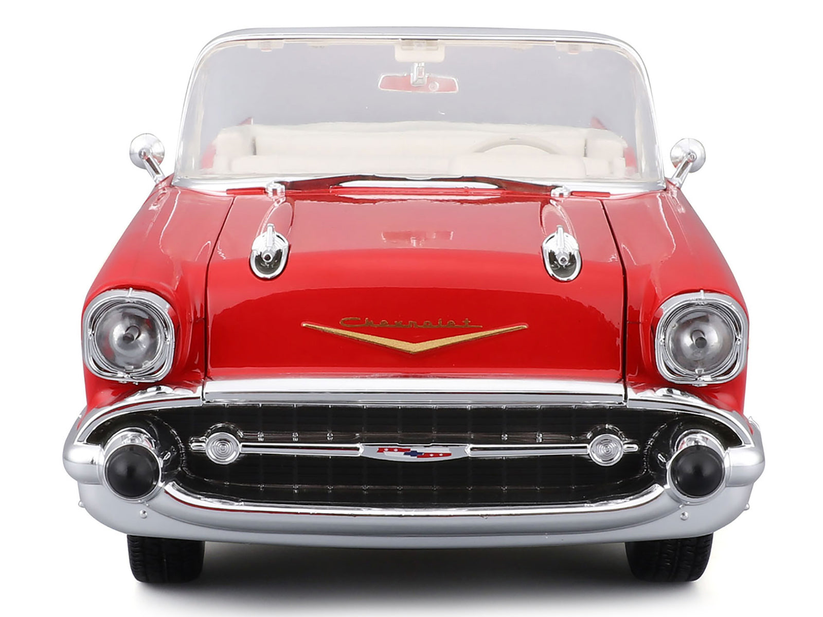 1957 Chevrolet Bel Air Convertible Red with White Interior "Special Edition" Series 1/18 Diecast Model Car by Maisto - image 4