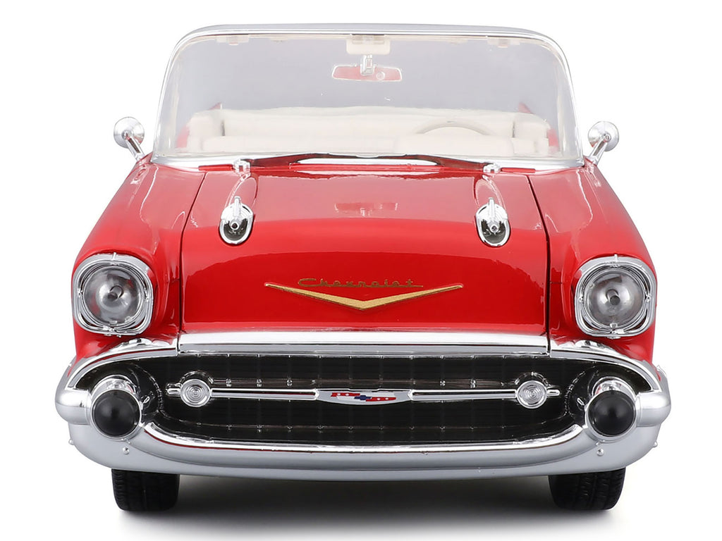 1957 Chevrolet Bel Air Convertible Red with White Interior "Special Edition" Series 1/18 Diecast Model Car by Maisto - image 4