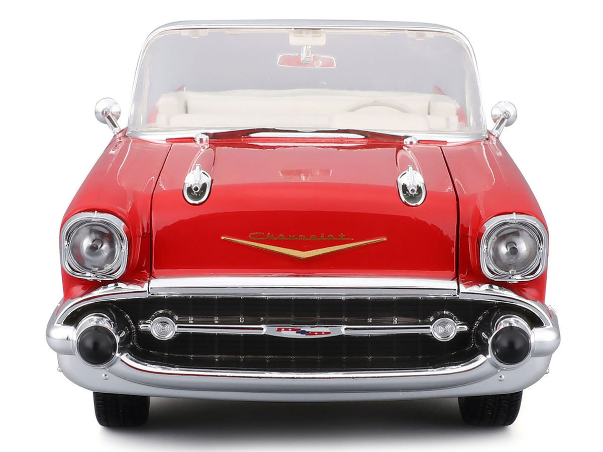1957 Chevrolet Bel Air Convertible Red with White Interior "Special Edition" Series 1/18 Diecast Model Car by Maisto - image 4