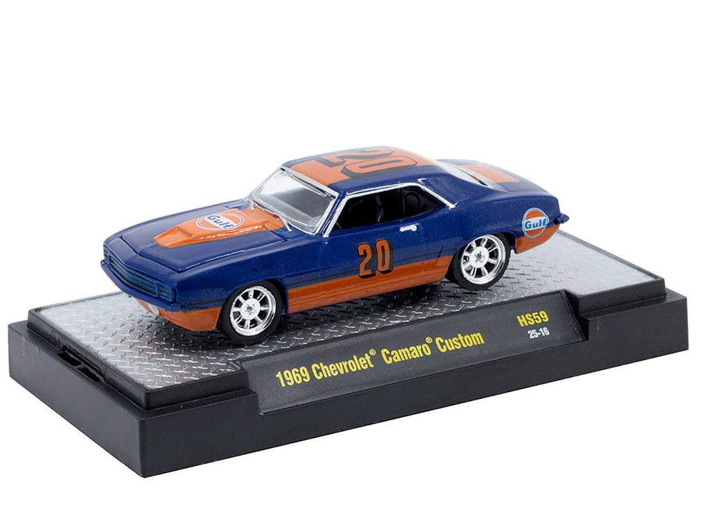 1969 Chevrolet Camaro Custom #20 "Gulf Oil" Dark Blue and Orange Limited Edition to 5500 pieces Worldwide 1/64 Diecast Model Car by M2 Machines - image 2