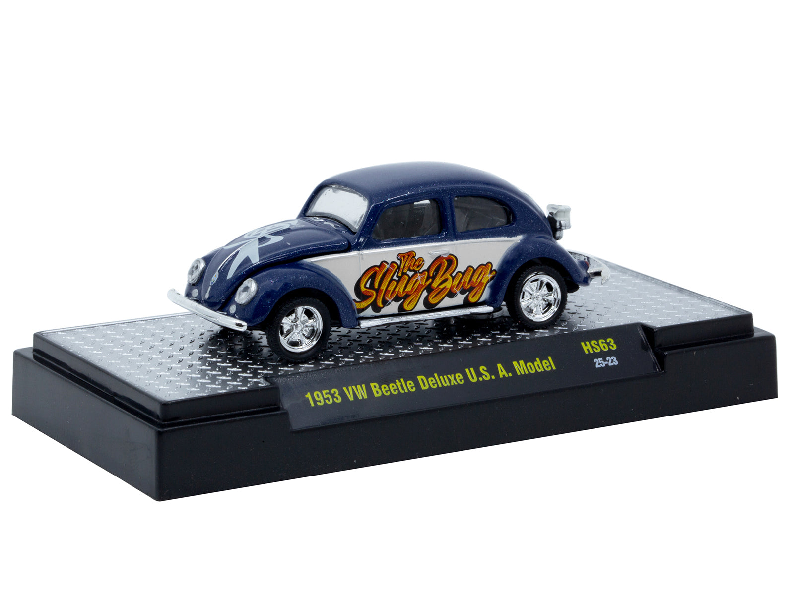1953 Volkswagen Beetle Deluxe USA Model "The Slug Bug" Blue Metallic with White Sides Limited Edition to 5566 pieces Worldwide 1/64 Diecast Model Car by M2 Machines - image 2