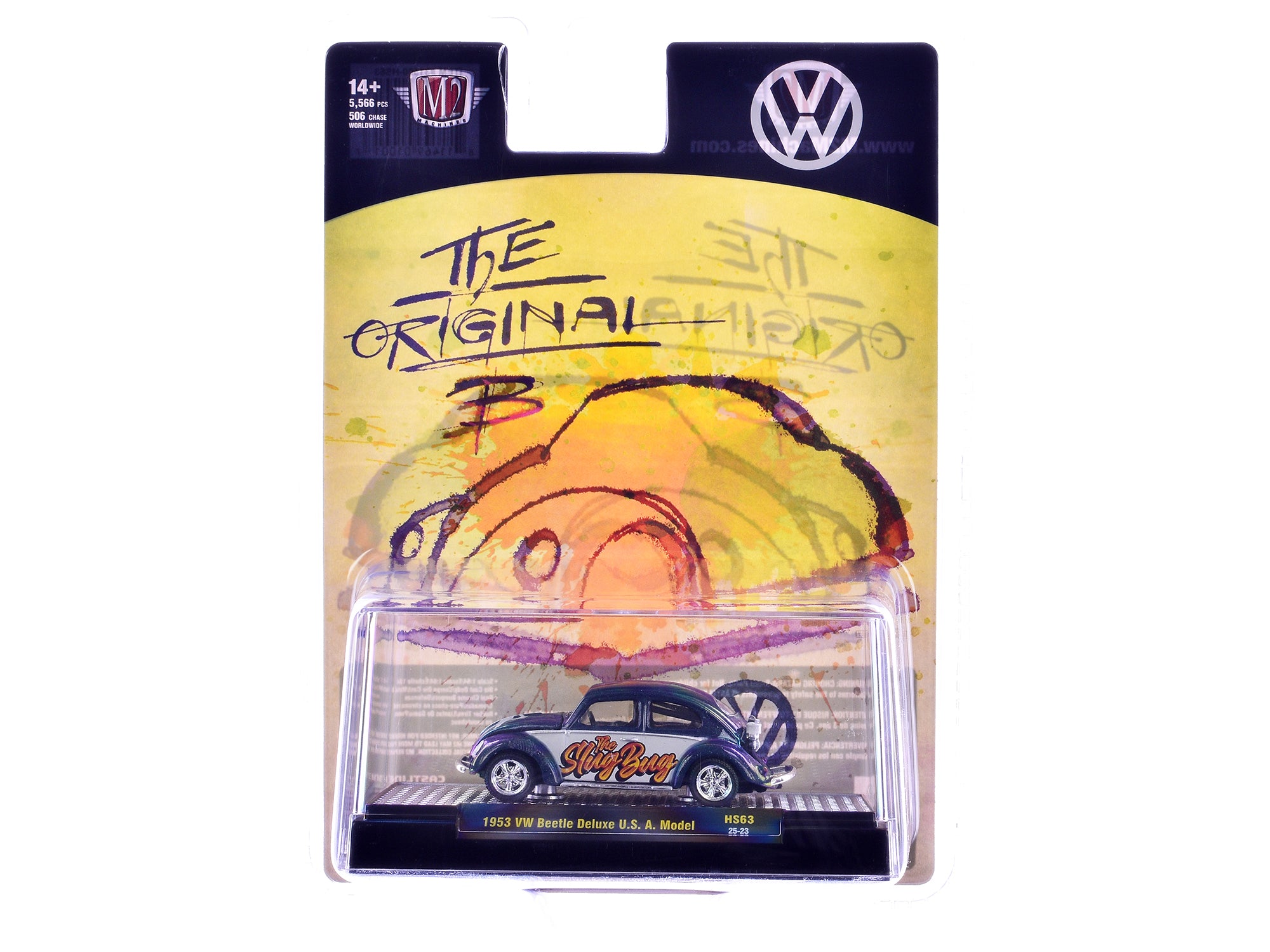 1953 Volkswagen Beetle Deluxe USA Model "The Slug Bug" Blue Metallic with White Sides Limited Edition to 5566 pieces Worldwide 1/64 Diecast Model Car by M2 Machines - image 3