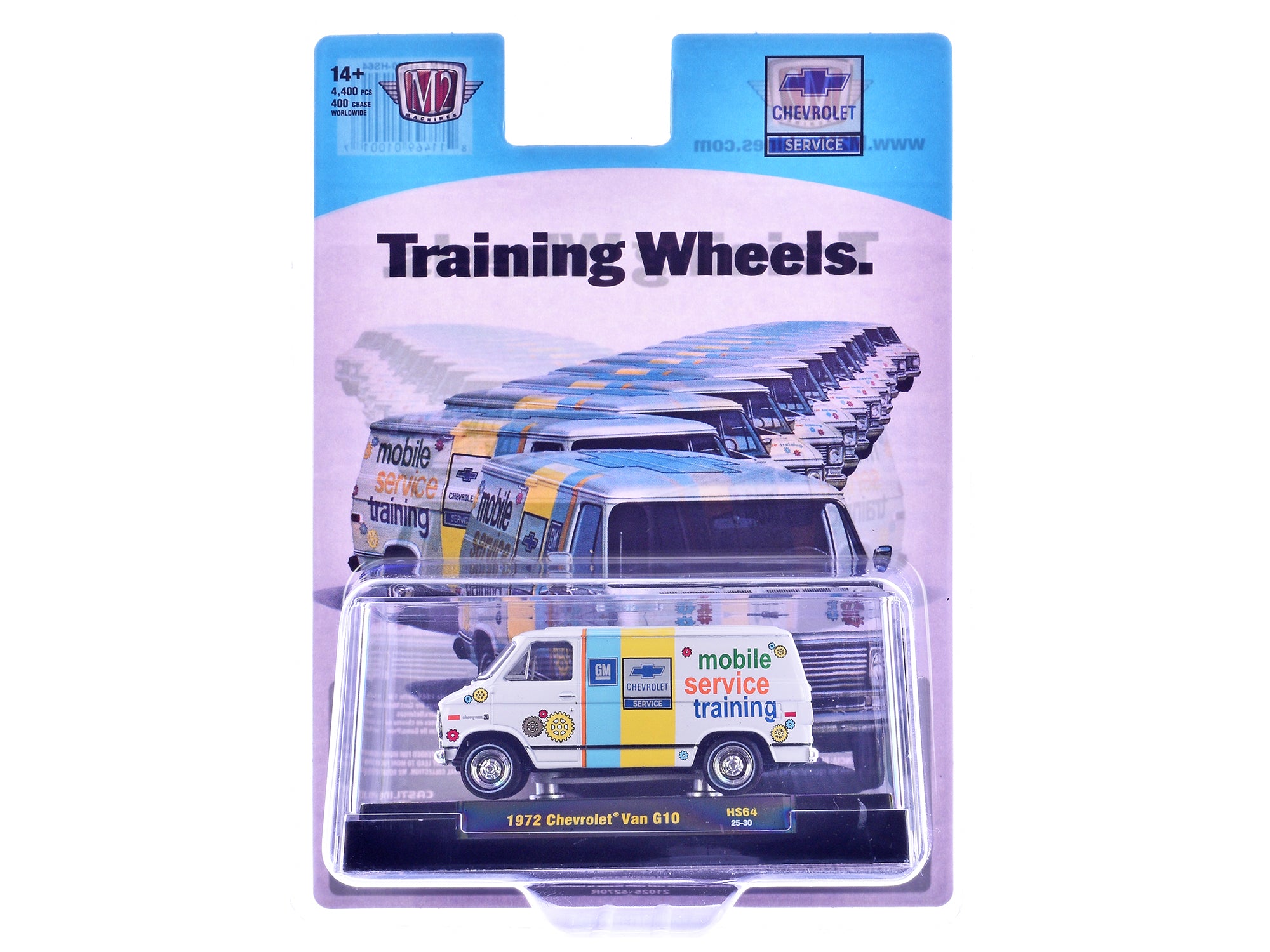 1972 Chevrolet G10 Van "Chevrolet Mobile Service Training" White with Graphics Limited Edition to 4400 pieces Worldwide 1/64 Diecast Model Car by M2 Machines - image 3