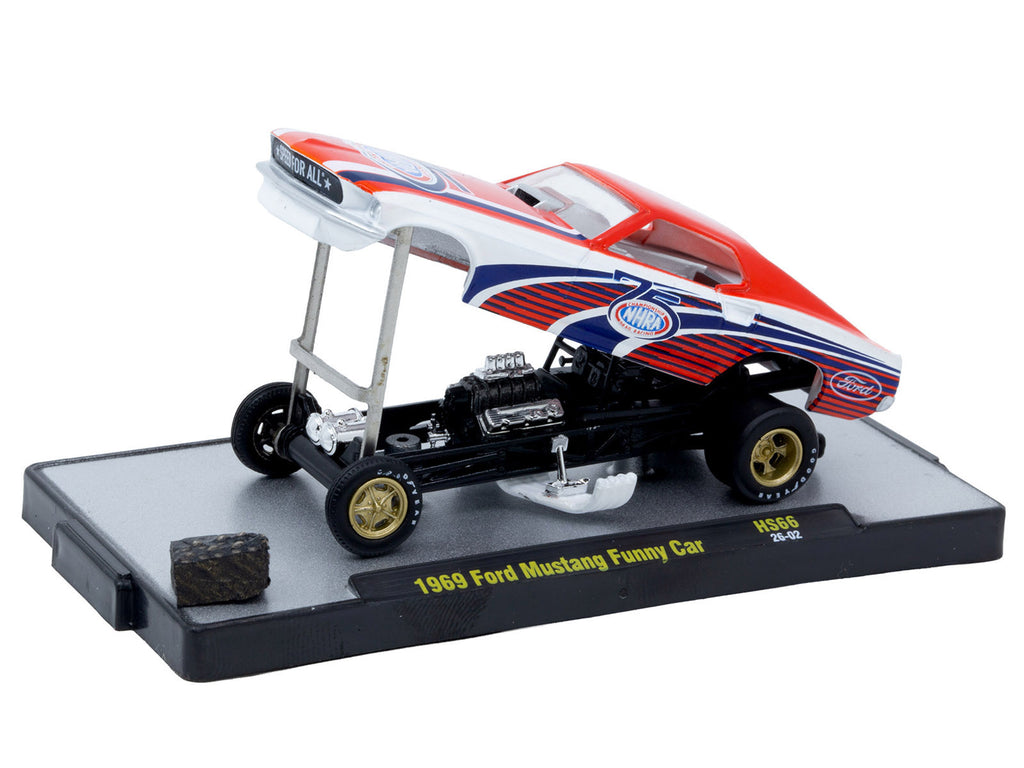 1969 Ford Mustang Funny Car "NHRA 75 Years" Red and White with Graphics Limited Edition to 3740 pieces Worldwide 1/64 Diecast Model Car by M2 Machines - image 2