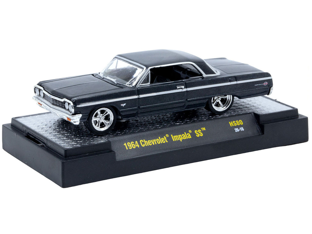 1964 Chevrolet Impala SS Black Metallic Limited Edition to 14102 pieces Worldwide 1/64 Diecast Model Car by M2 Machines