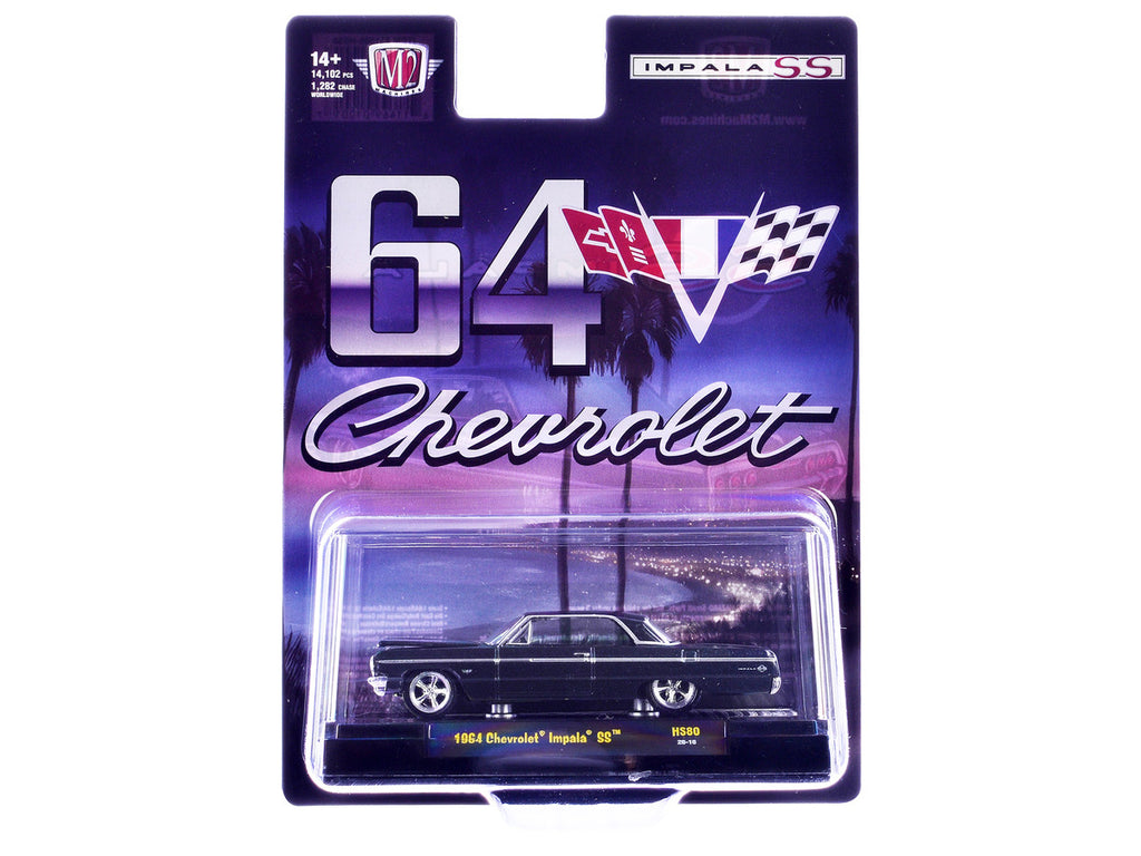 1964 Chevrolet Impala SS Black Metallic Limited Edition to 14102 pieces Worldwide 1/64 Diecast Model Car by M2 Machines