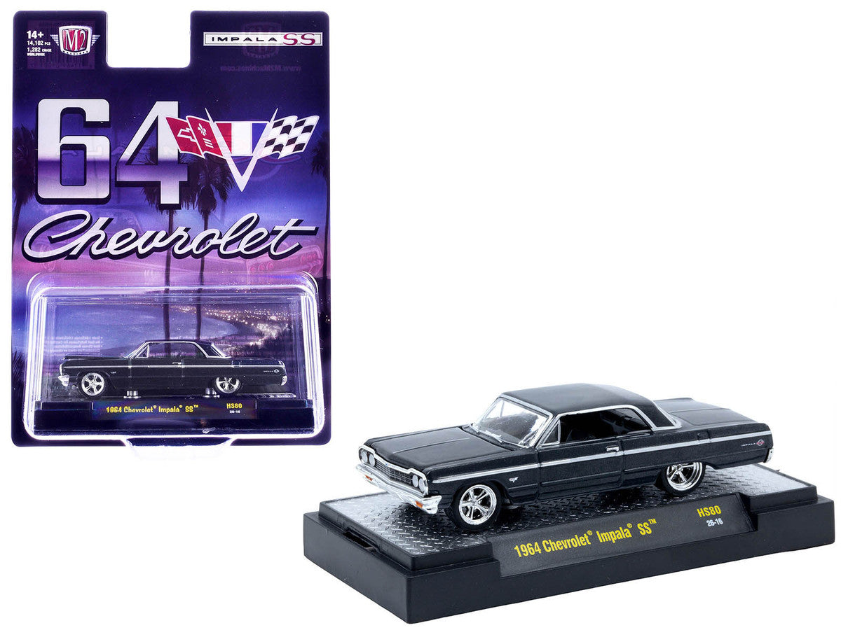 1964 Chevrolet Impala SS Black Metallic Limited Edition to 14102 pieces Worldwide 1/64 Diecast Model Car by M2 Machines